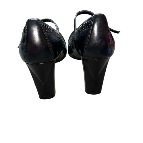 Y2K 2000’s Aldo sz 40/9.5 chunky Mary Jane pumps round toe leather black heels - Picture 8 of 9